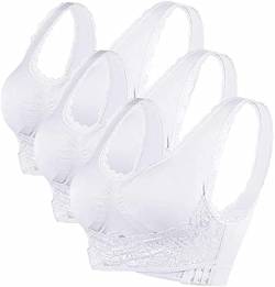 ASKSA Damen 3 Packs BH Nahtlose Spitzen Yoga Fitness Sport Push up BHS Frauen Bustier Lace Bra(Weiß,L) von ASKSA