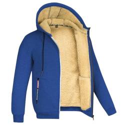 ASKSA Herren Gefüttert Fleece Kapuzenpullover Zipper Hoodie Winter Winter Jacke Mit Tasche Wintermantel (Blau,3XL) von ASKSA