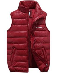 ASKSA Herren Steppweste Stehkragen Daunenweste Bodywarmer Outdoor Weste Winterweste (Rot, M) von ASKSA