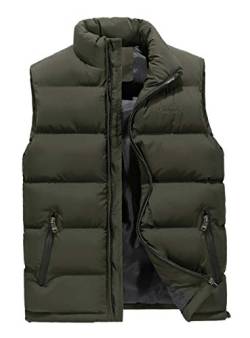 ASKSA Herren Weste Steppweste Stehkragen Daunenweste Bodywarmer ärmellos Slim-fit Outdoor Westen (Armygrün, M) von ASKSA