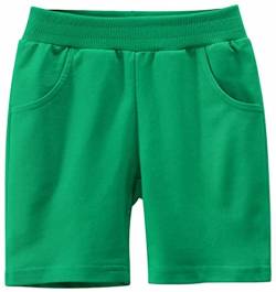 ASKSA Jungen Shorts Sommer Casual Kinder Kurze Hosen Einfarbig Baumwolle Pull-on Freizeit Shorts(Grün,110) von ASKSA