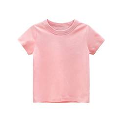 Kleinkind Kinder Mädchen Jungen Kurzarm Basic T-Shirt Casual Sommer T-Shirts Hemd Tops Einfarbig Tee T-Shirts für Jungen Grafik, Rosa, 12 Monate von ASKX