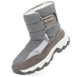 ASOCO DREAM Schneestiefel Damen Warm Gefütterte Winterstiefel Winter Wasserdicht Winddicht Outdoor Rutschfest Winterschuhe,Grau,42 EU von ASOCO DREAM