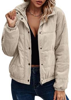 ASOMI Jacke Damen Kuschelige Fleecejacke Übergangsjacke Gefüttert Langarm Reißverschluss Herbst-Wintermantel mit Taschen 404 Aprikose Large von ASOMI