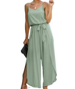 ASOMI Jumpsuit Damen Sommer Lang: Sexy Cocktail Elegant Mode Gürtel Overall Hochzeit Hawaii Urlaub Strand V-Ausschnitt Hosenanzug Business Baggy Festlich Spaghettiträger Outfit 84Lichtgrün M von ASOMI