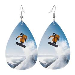 Leder-Ohrringe für Damen, lange baumelnde Ohrringe für Mädchen, Geschenk-Zubehör (Snowboarding), Einheitsgröße, Kunstleder von ASPOIJHN