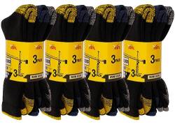 ASRL® Mens 12 Pairs Heavy Duty Work Mens Black Sport Socks Size UK 6-11 Workwear Thermal Socks Winter Cushioned Wear von ASRL