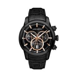 ASSARTO Watches Timekeeper Chronograph Herrenuhr mit Schweizer Uhrwerk, Saphirglas (Leder/Schwarz) von ASSARTO