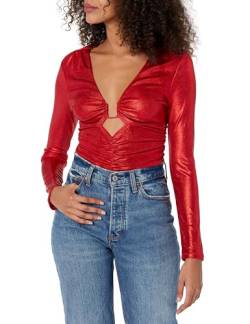 ASTR the label Damen Josie Body Bluse, Rot/Ausflug, einfarbig (Getaway Solids), L von ASTR the label