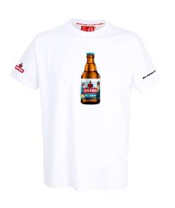 ASTRA Bier Kiezmische Herren T-Shirt Weiß, Herren-Bekleidung, Baumwoll-Shirt mit auffälligem Knollen-Frontprint, lässige Mode für Männer von ASTRA