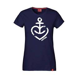 ASTRA Damen T-Shirt Herzanker weiß, Navy-blau, Damen-Bekleidung, Bier zum Anziehen als T-Shirt Print, mit dem typischen Herz-Anker, Geschenk-Idee für Frauen (XL) von ASTRA