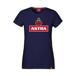 ASTRA Damen T-Shirt Navy-blau, Damen-Bekleidung, Bier zum Anziehen als T-Shirt Print, mit dem typischen Herz-Anker, Geschenk-Idee für Frauen (XL) von ASTRA