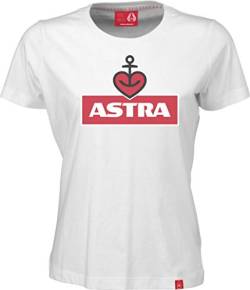 ASTRA Damen T-Shirt Weiss, Damen-Bekleidung, klassischer Herz-Anker Print, Mädchen, Bier auf der Haut (M) von ASTRA