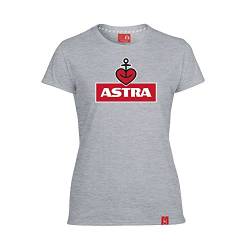 ASTRA Damen T-Shirt grau,Größe L, Damen-Bekleidung, Bier zum Anziehen als T-Shirt Print, mit dem typischen Herz-Anker, Geschenk-Idee für Frauen von ASTRA