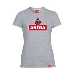 ASTRA Damen T-Shirt grau,Größe S, Damen-Bekleidung, Bier zum Anziehen als T-Shirt Print, mit dem typischen Herz-Anker, Geschenk-Idee für Frauen von ASTRA