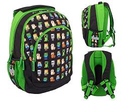 ASTRA Dreifächiger Schulrucksack MOTIV - Minecraft Figuren Rucksack Schultasche | licht Rucksack | rucksack jungen schule rucksack kinder Ranzen von ASTRA