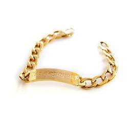 ASTRA Edelstahl (Gold) Armband Bracelet Goldarmband Kettenarmband Gliederkette mit geprägter Plakette 21 cm Kettenlänge 12 mm dick von ASTRA