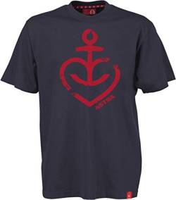 ASTRA Herren T-Shirt Herzanker rot, Navy-blau, Oberteil für Herren, Basic-Shirt mit Herzanker-Aufdruck, Männer, lässige Herren-Bekleidung (S) von ASTRA