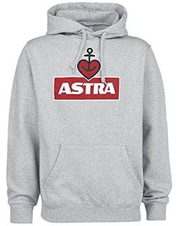 ASTRA Hoodie Herzanker Unisex Größe L, bequemer Pullover mit Kapuze, Cooler Kapuzen-Pulli mit Aufdruck, für Damen & Herren, Grauer Sweater aus St.Pauli von ASTRA