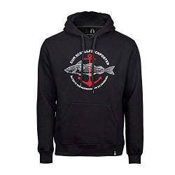 ASTRA Hoodie Schellfischposten UnisexSweater in Schwarz, sportlicher Kapuzen-Pullover mit Logo-Print auf Brust & Kapuze, Pulli für Männer & Frauen (L) von ASTRA