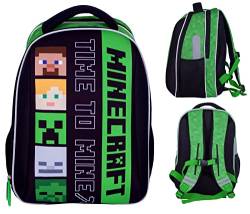 ASTRA Ranzen TORNISTER Schulrucksack MOTIV - Minecraft TIME TO MINE Rucksack Schultasche | licht Rucksack | rucksack jungen schule GAME MINECRAFT kinder von ASTRA