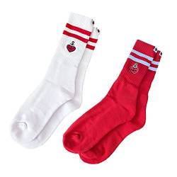 ASTRA Sportsocken, kultige Freizeitsocken für Männer und Frauen, lange Tennissocken mit gesticktem Herzanker-Logo, 2er Pack Socken in Rot & Weiß, Unisex, Gr. 35-38 von ASTRA