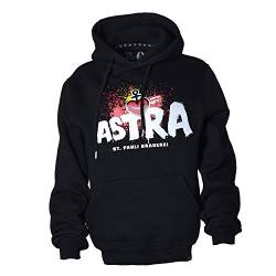 ASTRA St. Pauli-Brauerei Hoodie Unisex, bequemer Pullover mit Kapuze, Cooler Kapuzen-Pulli mit Aufdruck, für Damen & Herren, schwarzer Sweater aus St.Pauli (3XL) von ASTRA