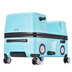 ASUMUI Trolley für Autokinder kann 20/24-Zoll-Reituniversalrad-Koffer für männliche und weibliche Kinder Fahren (Blue 24inch) von ASUMUI