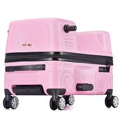 ASUMUI Trolley für Autokinder kann 20/24-Zoll-Reituniversalrad-Koffer für männliche und weibliche Kinder Fahren (pink 24inch) von ASUMUI