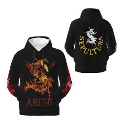 ASVIL Sepultura Roots Logo Fleece Pullover Herren Kapuze Hoodie Sweatshirt Langarm Kapuzenpullover für Männer Fan Merch Top mit Tasche von ASVIL