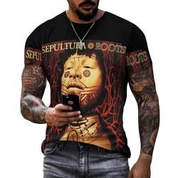 Sepultura Roots Logo Herren Schwarz T-Shirt Kurzarm Neuheit T Shirt Für Männer Rundhals Tshirt Fans Merch Tee Tops Band von ASVIL