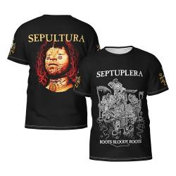 Sepultura Roots Logo Herren Schwarz T-Shirt Sommer Kurzarm Neuheit T Shirt Für Männer Rundhals Tshirt Fans Merch Tee Tops Band von ASVIL