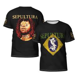 Sepultura Roots Logo Herren Schwarz T-Shirt Sommer Kurzarm Neuheit T Shirt Für Männer Rundhals Tshirt Fans Merch Tee Tops Band von ASVIL