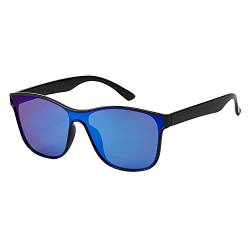 ASVP Shop® Klassische Sonnenbrille für Herren und Damen, Vintage, Retro, Matt schwarz/blau verspiegelt (Wf45), Einheitsgröße von ASVP Shop