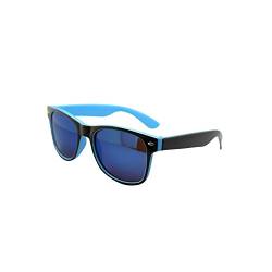 ASVP Shop® Klassische polarisierte Sonnenbrille für Herren und Damen, Vintage-Stil, Retro, Schwarz / Hellblau Blau verspiegelt von ASVP Shop