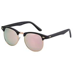 ASVP Shop Designer-Sonnenbrille für Herren und Damen, mit Hornrand, klassischer Retro-Stil, UV400-Schutz (Rosa Spiegel) von ASVP Shop