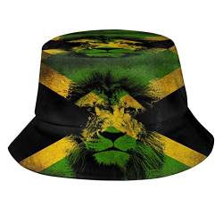 Retro-Jamaika-Flagge, Jamaika-Fischerhüte, modische Sonnenmütze, verstaubar, Outdoor-Fischerhut für Damen und Herren, Jamaika-Flagge 06, Einheitsgr��e von ASYG