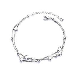 ASYKNM Armbänder für Frauen Sterling Silber Armband Frauen Armband feine Armkette Damen Silber 925 Silber Stern Armband Perle Armband Geschenke für sie von ASYKNM