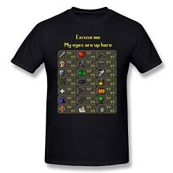 Runescape T Shirt Runescape My Eyes Are Up Here T-Shirt 100% Cotton Graphic Tee Shirt Male Short-Sleeve Summer Fun Tshirt BlackL von AT