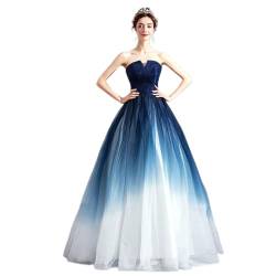 Weiße Blaue Frauen Weiße Luxusbraut Brautkleider Off-Shoulder Schnürung Hochzeitskleider, M, Blau, ATAAY, Blau, L von ATAAY