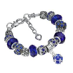 ATE Armband Charm Damen Kristall mit Glasanhängern, Blau von ATE