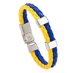 ATEIELLI Armband Blau Gelb Farben des Flagge Ukraine Unisex Armbänder PU Leder jwb340 (1) von ATEIELLI