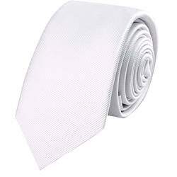 ATETEO Herren, einfarbig, schmal, 6,1 cm, für Business, Party, Verabredung Krawatte, B-weiß, Einheitsgröße von ATETEO