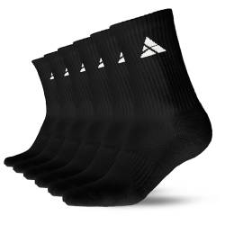 ATHLETIC AESTHETICS 6 Paar Unisex Sportsocken - Cushioned Crew Socks - Hohe Tennissocken aus gekämmter Baumwolle - Socken perfekt für Training & Alltag von ATHLETIC AESTHETICS