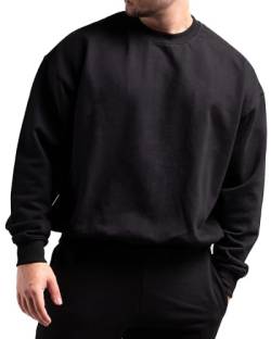 ATHLETIC AESTHETICS Unisex Oversize Crew Neck Sweater aus 100% Bio-Baumwolle - Hochwertiger Pullover, 470 GSM - Hergestellt in Portugal - Minimalistisches Design (Black) von ATHLETIC AESTHETICS