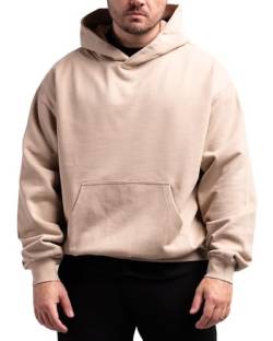 ATHLETIC AESTHETICS Unisex Oversize Hoodie aus 100% Bio-Baumwolle - Hochqualitativer Kapuzenpullover mit Dropped Shoulders - Hergestellt in Portugal - 470 GSM - Für Herren und Damen (Caramel) von ATHLETIC AESTHETICS