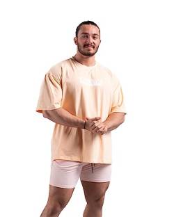 Infinity Oversize T-Shirt - Freizeit und Fitness Shirt für Herren - Bequemes & hochwertiges Kurzarm Shirt mit Rundhals, Dropshoulders (as3, Alpha, m, Regular, Regular, Peach) von ATHLETIC AESTHETICS