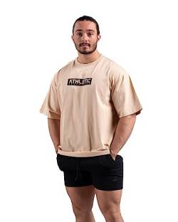 Infinity Oversize T-Shirt - Freizeit und Fitness Shirt für Herren - Bequemes & hochwertiges Kurzarm Shirt mit Rundhals, Dropshoulders (as3, Alpha, x_l, Tan) von ATHLETIC AESTHETICS