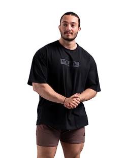 Infinity Oversize T-Shirt - Freizeit und Fitness Shirt für Herren - Bequemes & hochwertiges Kurzarm Shirt mit Rundhals, Dropshoulders (as3, Alpha, x_s, Black) von ATHLETIC AESTHETICS