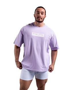 Infinity Oversize T-Shirt - Freizeit und Fitness Shirt für Herren - Bequemes & hochwertiges Kurzarm Shirt mit Rundhals, Dropshoulders (as3, Alpha, x_s, Lavender) von ATHLETIC AESTHETICS